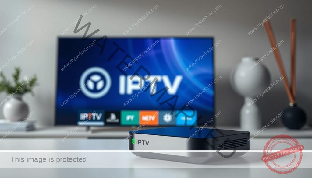 A high-quality IPTV service provider, prominently displayed on a sleek, minimalist device, such as a smart TV or streaming box. The device is showcased against a soft, muted background, with subtle hints of modern office or home decor elements to convey a sense of professionalism and reliability. The IPTV logo and interface are clearly visible, conveying the service's quality and capabilities. The overall composition should be visually striking and evoke a sense of trust and confidence in the IPTV provider, aligning with the article's focus on the "Best IPTV in Portugal" and the section on "Comparison of Major IPTV Providers". A high-quality IPTV service provider, prominently displayed on a sleek, minimalist device, such as a smart TV or streaming box. The device is showcased against a soft, muted background, with subtle hints of modern office or home decor elements to convey a sense of professionalism and reliability. The IPTV logo and interface are clearly visible, conveying the service's quality and capabilities. The overall composition should be visually striking and evoke a sense of trust and confidence in the IPTV provider, aligning with the article's focus on the "Best IPTV in Portugal" and the section on "Comparison of Major IPTV Providers".